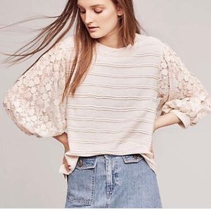 Anthropologie | Cream embroidered sweater